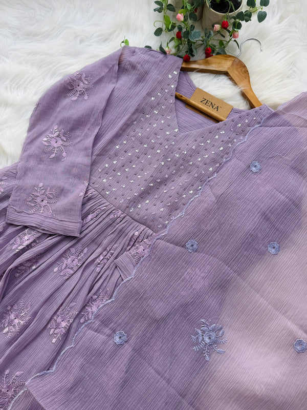 ✨ Chinnon Hand Detailed Embroidered Anarkali Set ✨