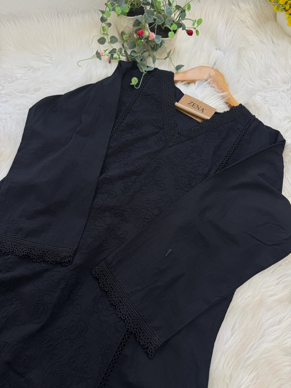 ✨ Premium Cotton Embroidered V-Neck Kurti Set ✨