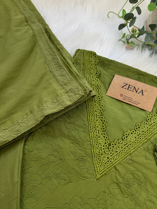 ✨ Premium Cotton Embroidered V-Neck Kurti Set ✨