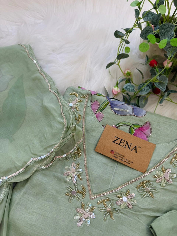 ✨ Dola Silk Hand-Detailed Party Wear Suit ✨