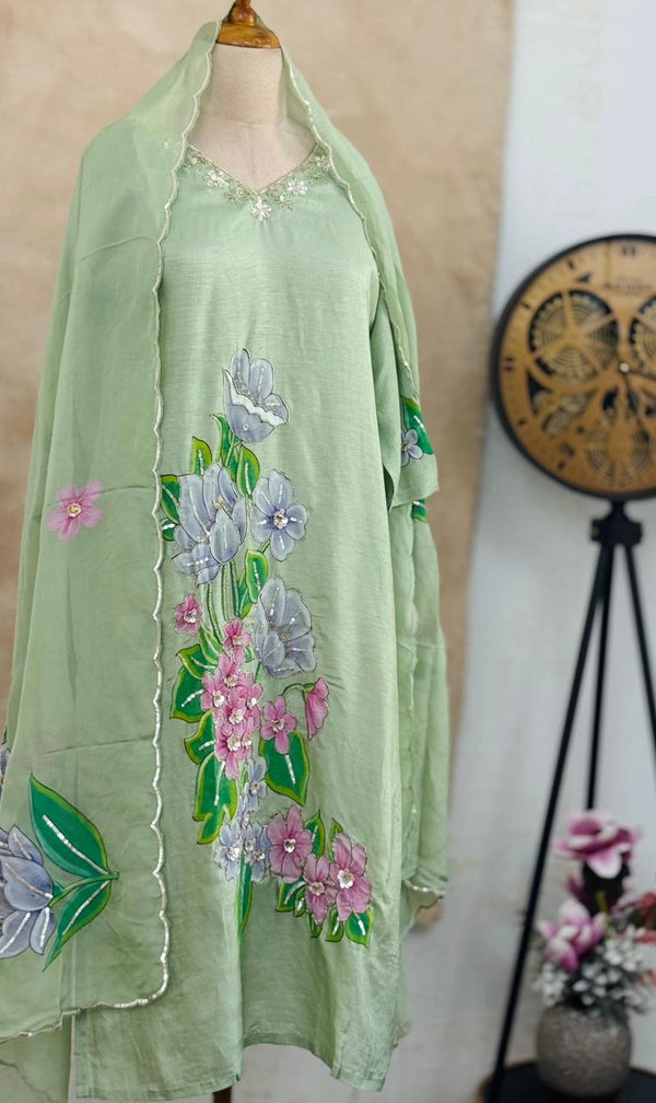 ✨ Dola Silk Hand-Detailed Party Wear Suit ✨