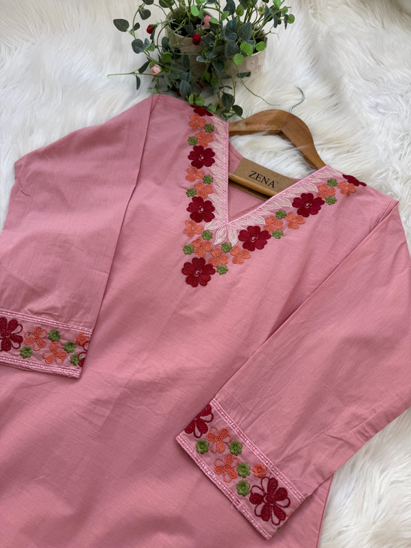 ✨ Pure Cotton Embroidered Kurti Set ✨