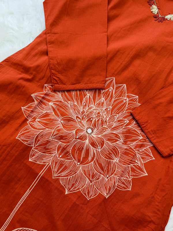 ✨ Pure Cotton Kurti Set with Thread Work Details ✨