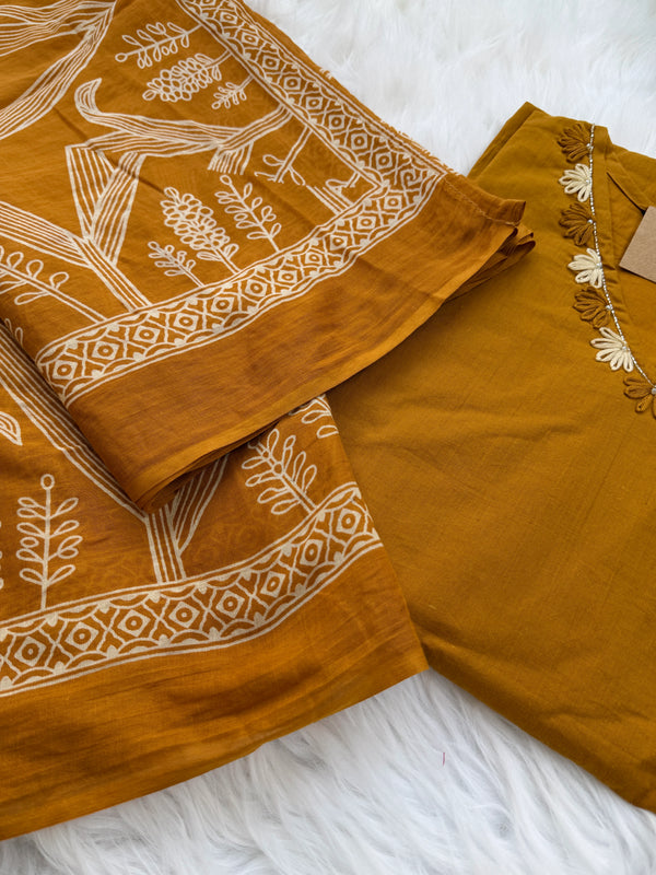✨ Pure Cotton Kurti Set with Thread Work Details ✨