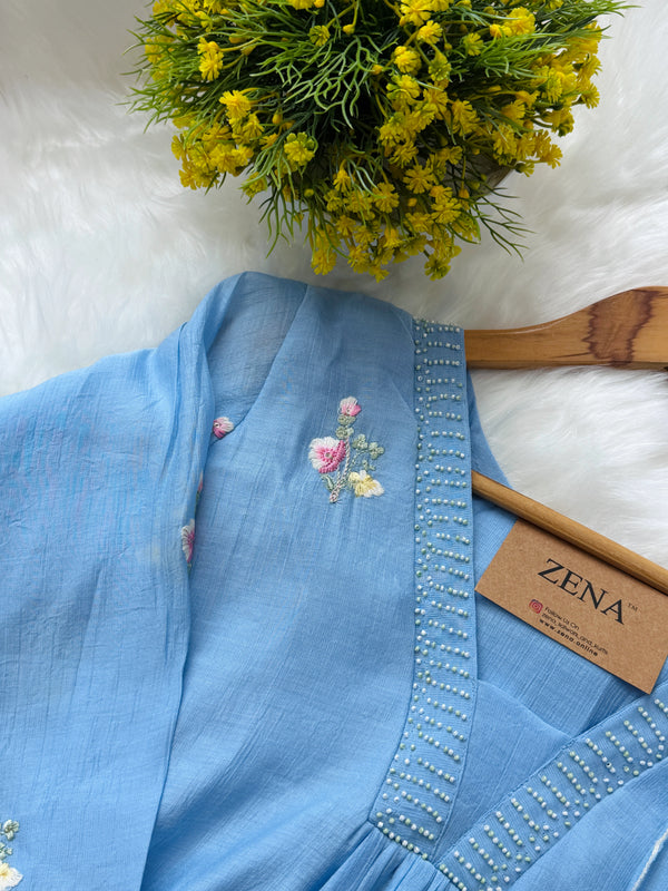 ✨ Imported Crush Rayon Ready-to-Wear Embroidered Anarkali Set ✨