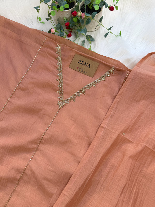✨ Premium Mul Chanderi Hand Work Unstitched Suit ✨
