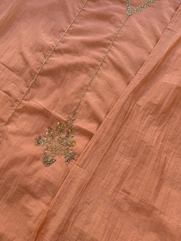 ✨ Premium Mul Chanderi Hand Work Unstitched Suit ✨