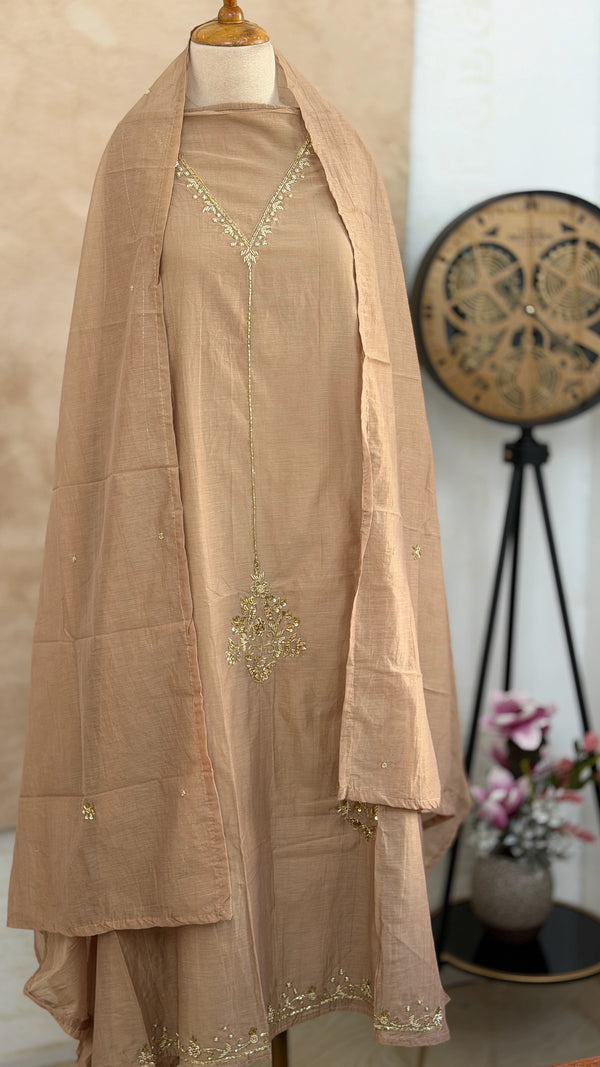 ✨ Premium Mul Chanderi Hand Work Unstitched Suit ✨