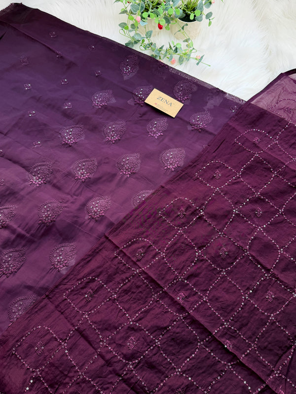 ✨ Unstitched Chanderi Hand Detailed Partywear Suit ✨