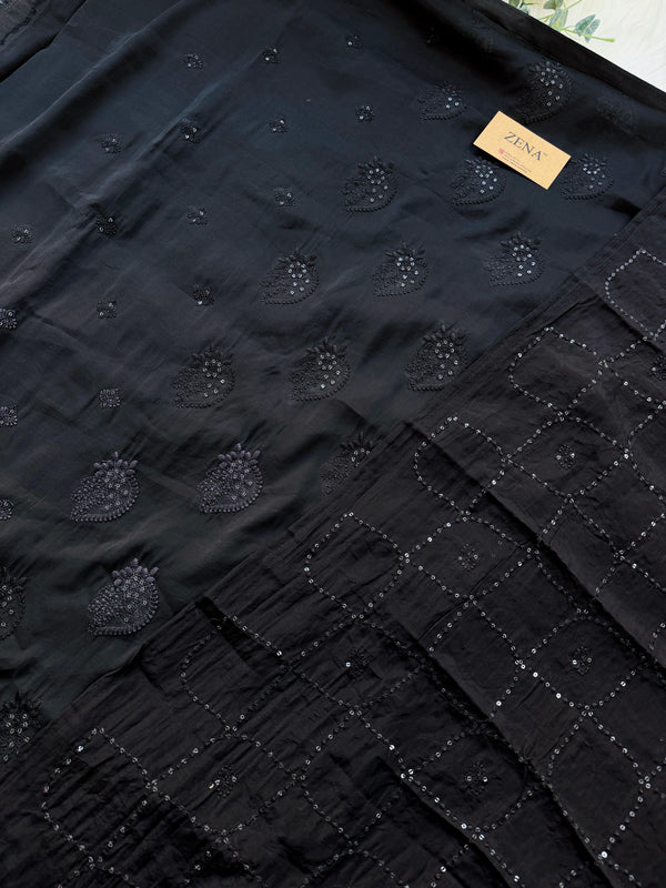 ✨ Unstitched Chanderi Hand Detailed Partywear Suit ✨