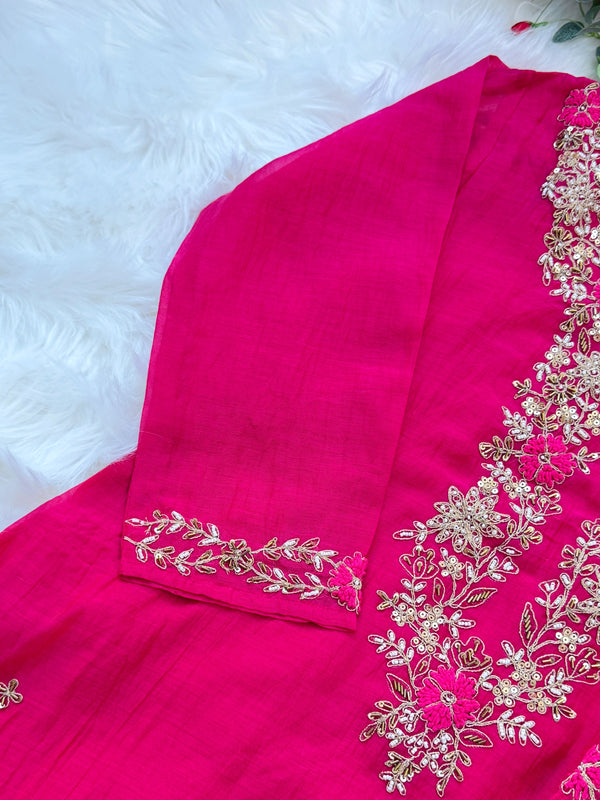 ✨ Premium Mul Chanderi Hand Work Kurti Set ✨