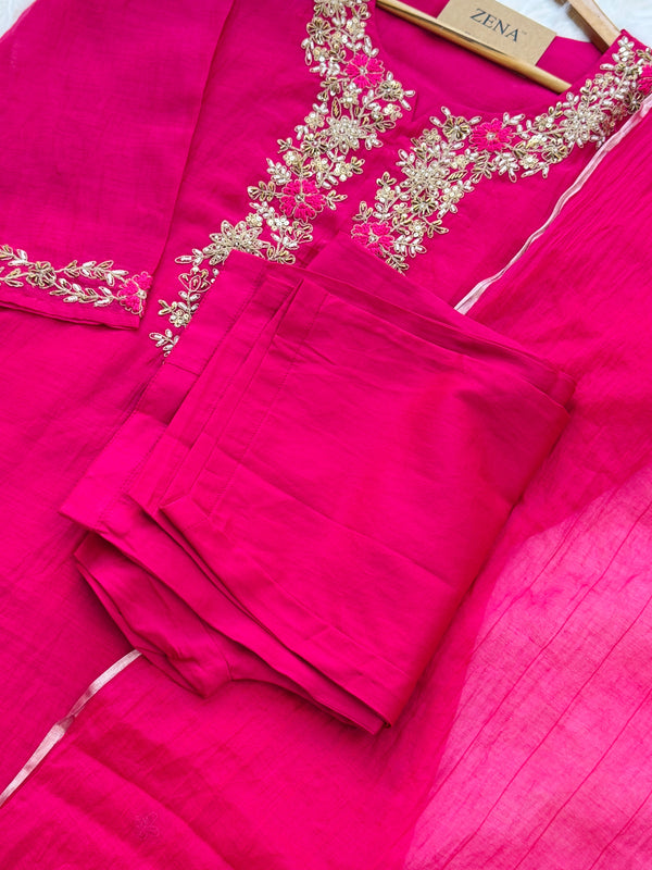 ✨ Premium Mul Chanderi Hand Work Kurti Set ✨