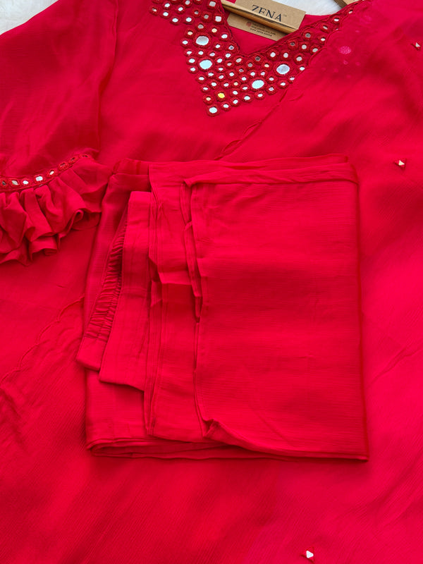 ✨ Premium Mul Chanderi Mirror Work Kurti Set ✨