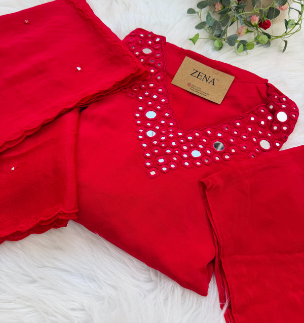 ✨ Premium Mul Chanderi Mirror Work Kurti Set ✨