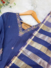 ✨ Mul Chanderi Hand Detailed V-Neck Kurti Set ✨