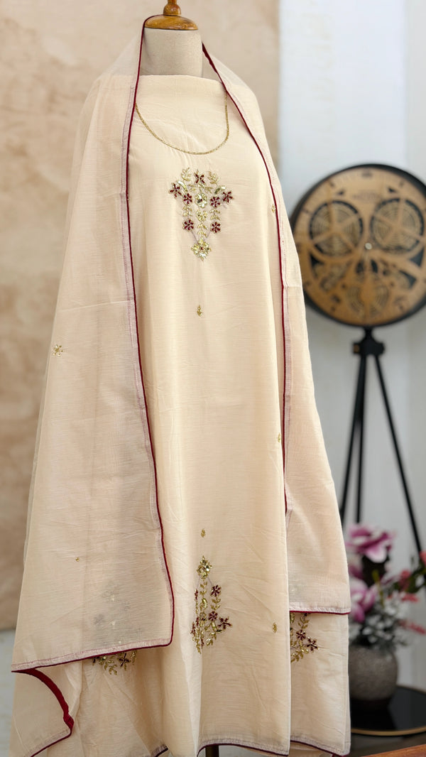 ✨ Mul Chanderi Handwork Unstitched Suit ✨