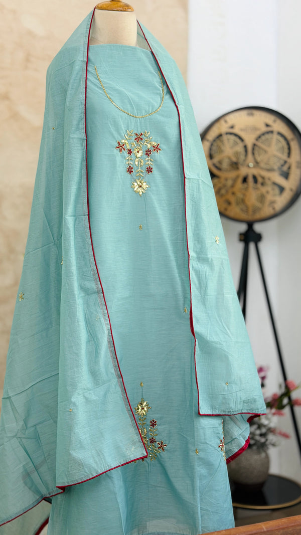 ✨ Mul Chanderi Handwork Unstitched Suit ✨