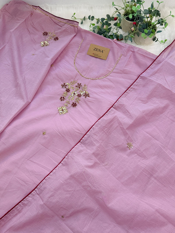 ✨ Mul Chanderi Handwork Unstitched Suit ✨