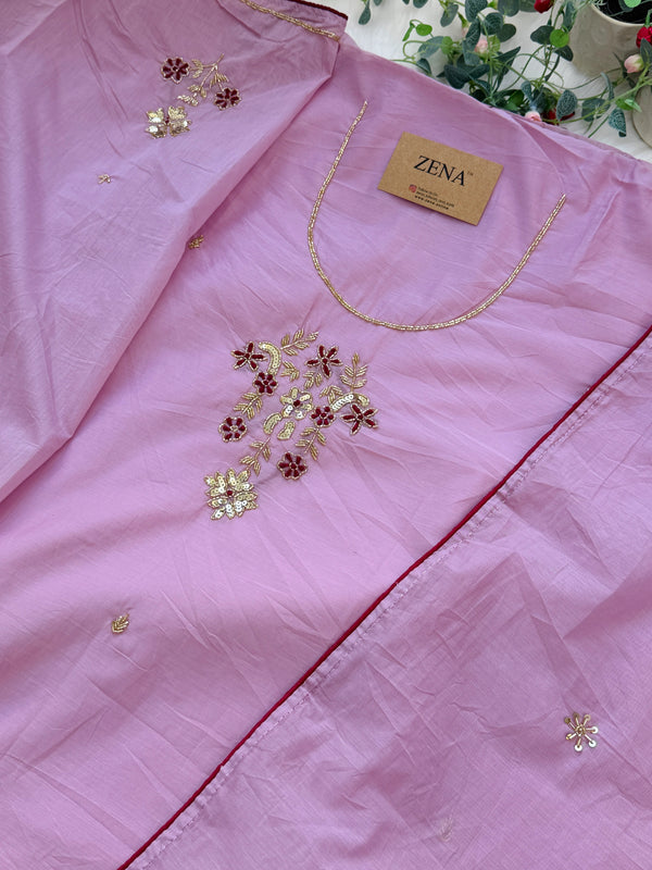 ✨ Mul Chanderi Handwork Unstitched Suit ✨