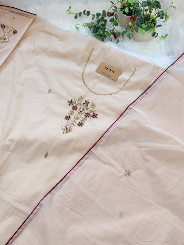 ✨ Mul Chanderi Handwork Unstitched Suit ✨