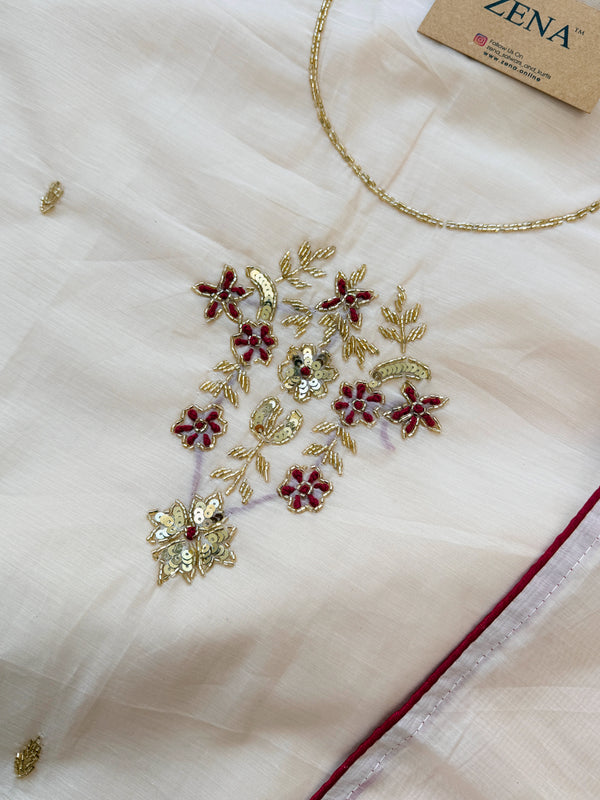 ✨ Mul Chanderi Handwork Unstitched Suit ✨