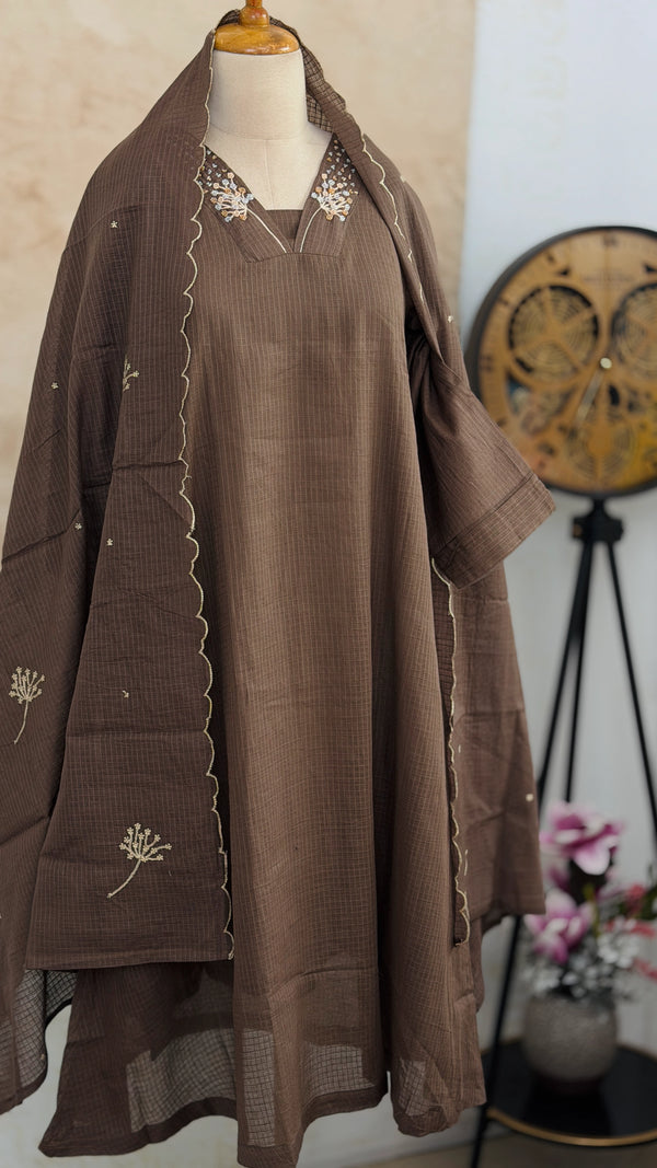 ✨ Premium Cotton Kota Doria A-Line Kurti Set ✨