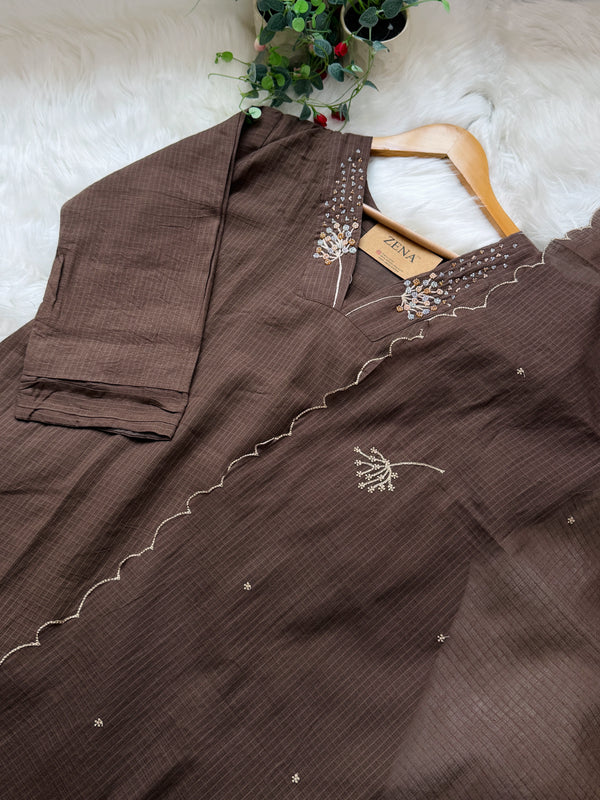 ✨ Premium Cotton Kota Doria A-Line Kurti Set ✨