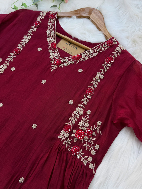 ✨ Premium Mul Chanderi Hand Work Kurti Set ✨