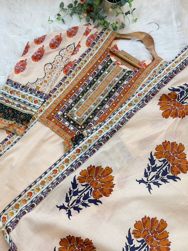 ✨ Pure Cotton Mirror Work Kurti Set ✨