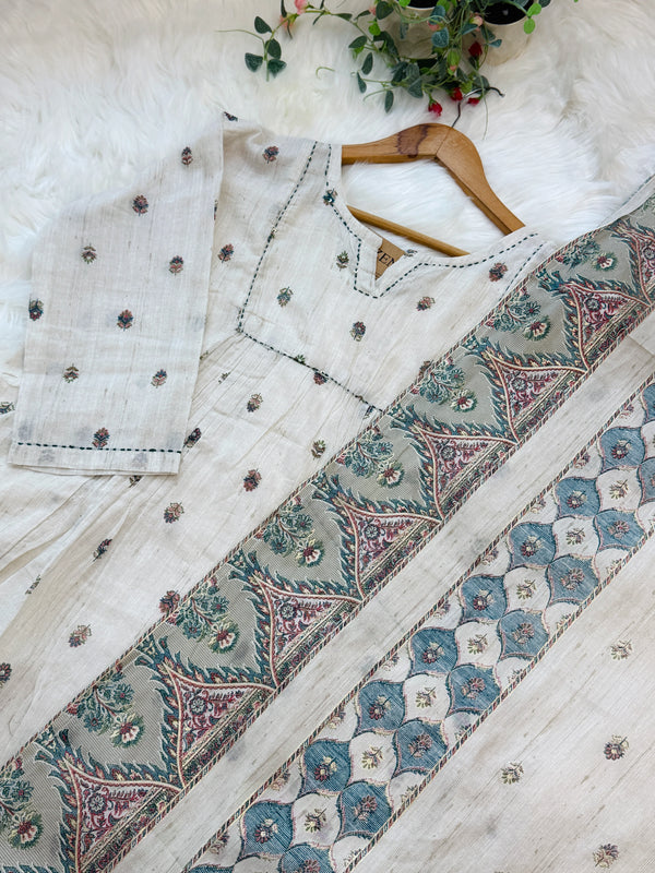 ✨ Pure Cotton Embroidered Anarkali Set ✨