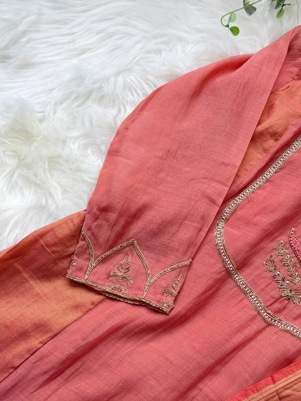 ✨ Premium Mul Chanderi Hand Work Anarkali Set ✨