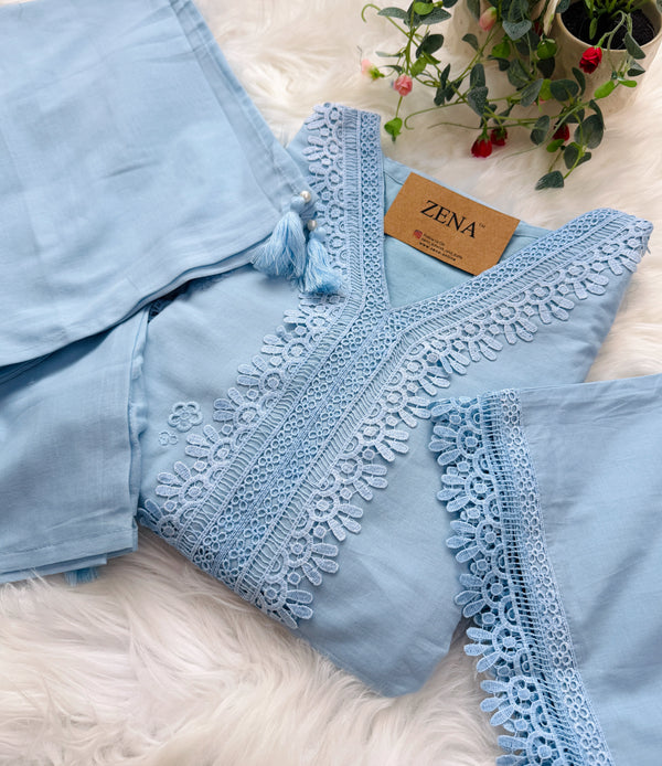 ✨ Pure Cotton Embroidered Kurti Set ✨