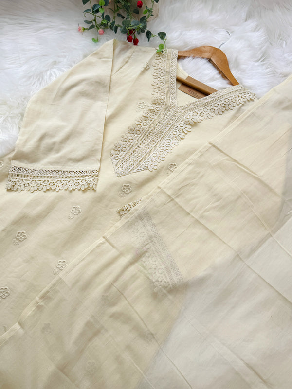 ✨ Pure Cotton Embroidered Kurti Set ✨