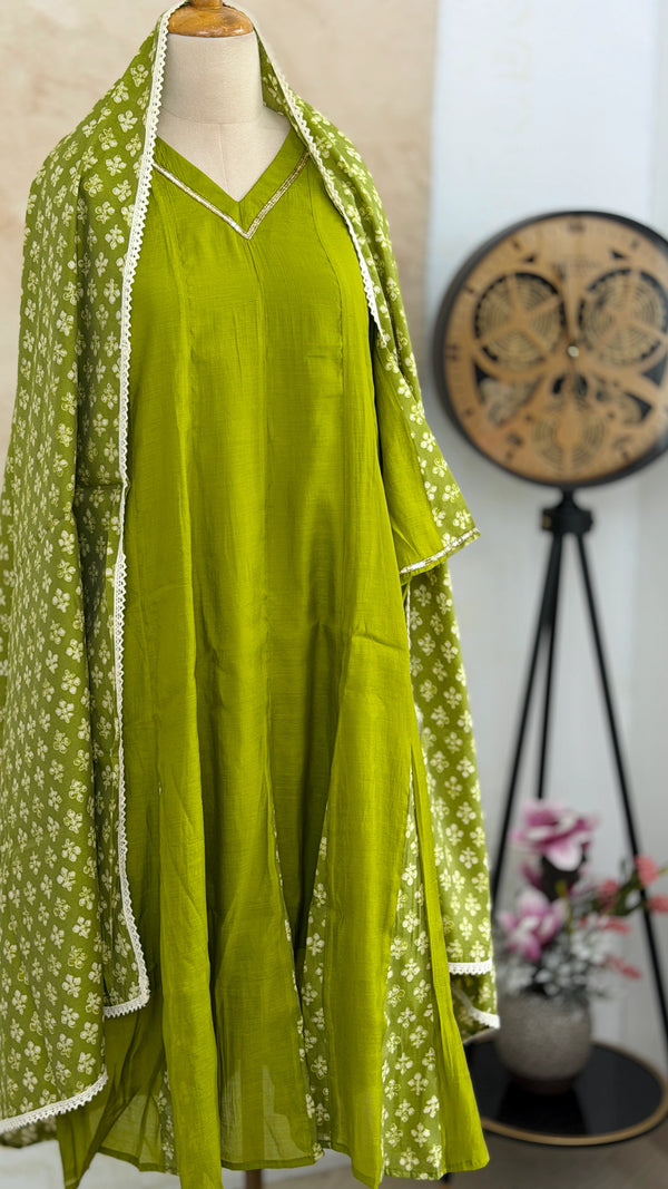 ✨ Mul Chanderi Hand Detailed Anarkali Set ✨