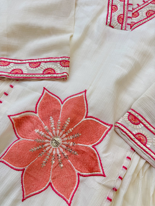 ✨ Imported Crush Silk Kurti Set with Appliqué Work ✨