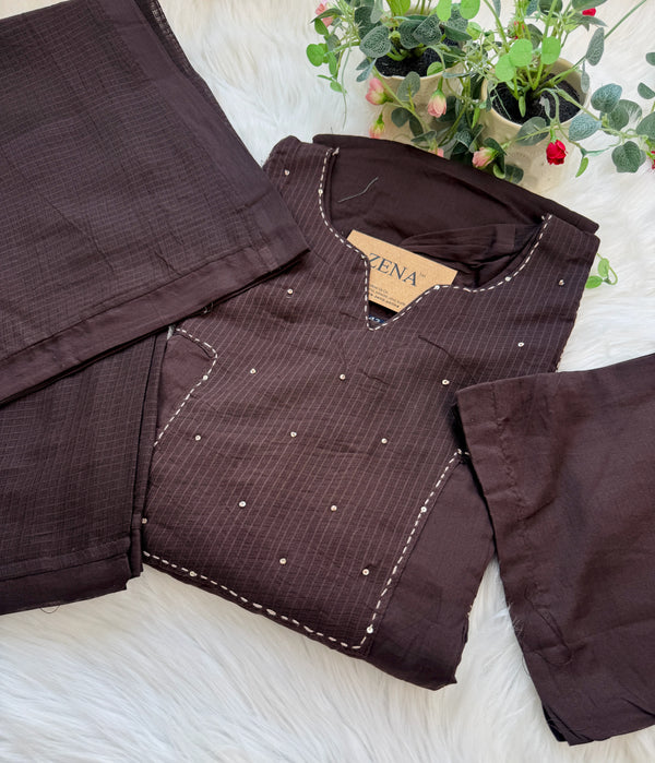 ✨ Pure Kota Doria Anarkali Kurti Set with Handwork Details ✨