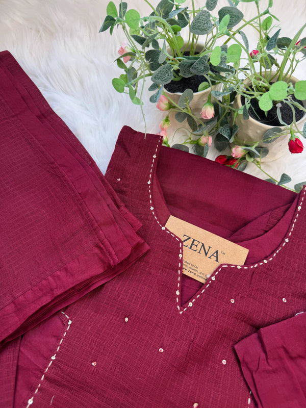 ✨ Pure Kota Doria Anarkali Kurti Set with Handwork Details ✨