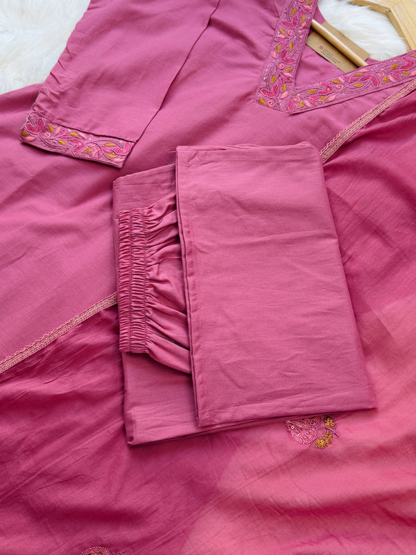 ✨ Pure Cotton Embroidered Kurti Set ✨
