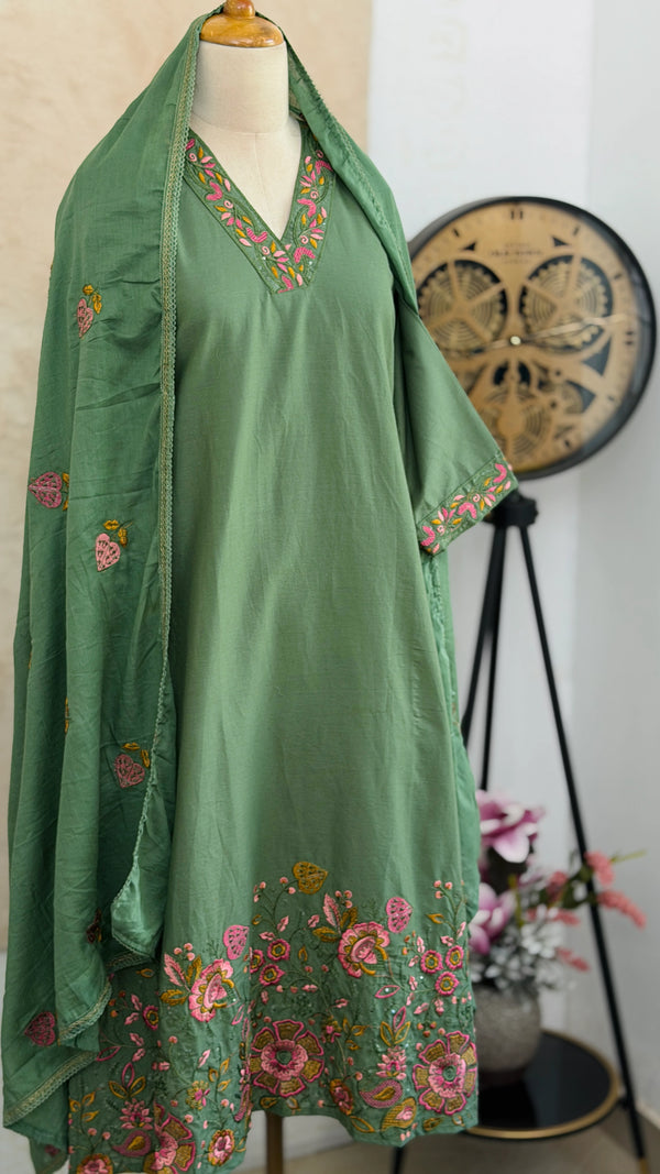 ✨ Pure Cotton Embroidered Kurti Set ✨