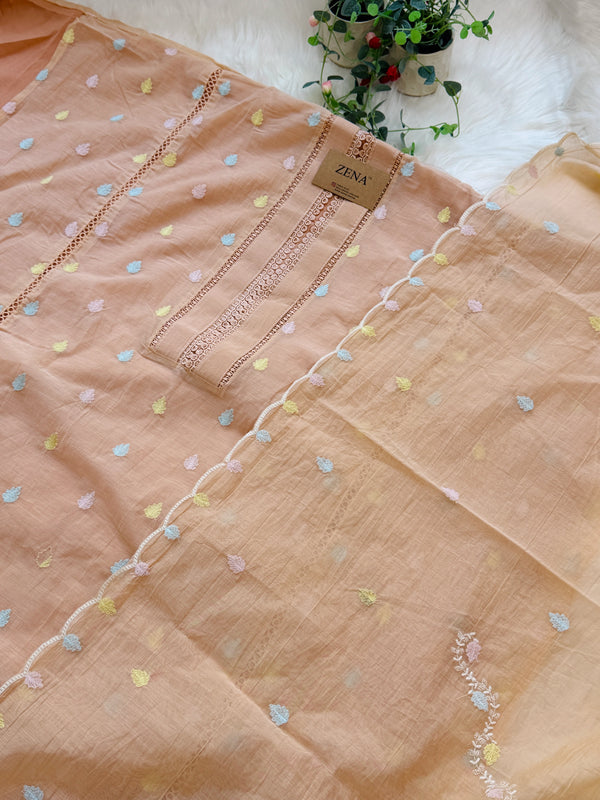 ✨ Unstitched Mul Chanderi Embroidered Suit ✨