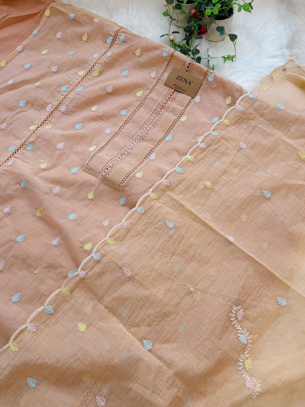 ✨ Unstitched Mul Chanderi Embroidered Suit ✨