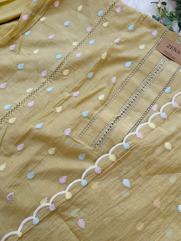 ✨ Unstitched Mul Chanderi Embroidered Suit ✨