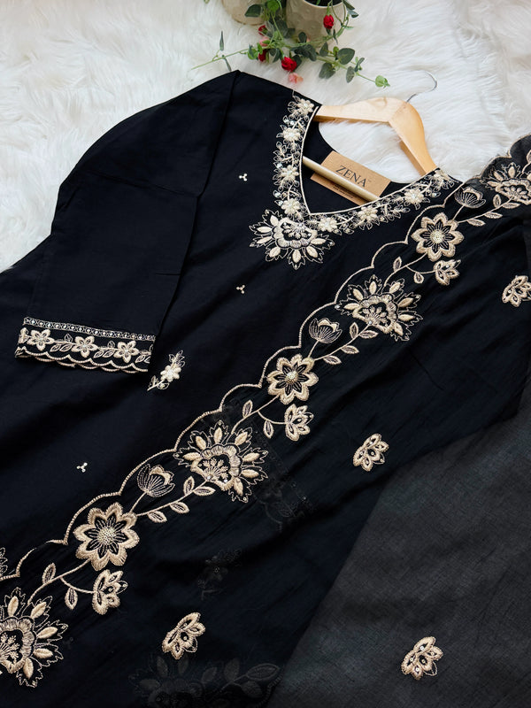 ✨ Pure Cotton Embroidered Kurti Set ✨