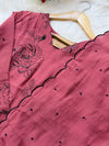 ✨ Glass Chanderi Embroidered A-Line Kurti Set ✨