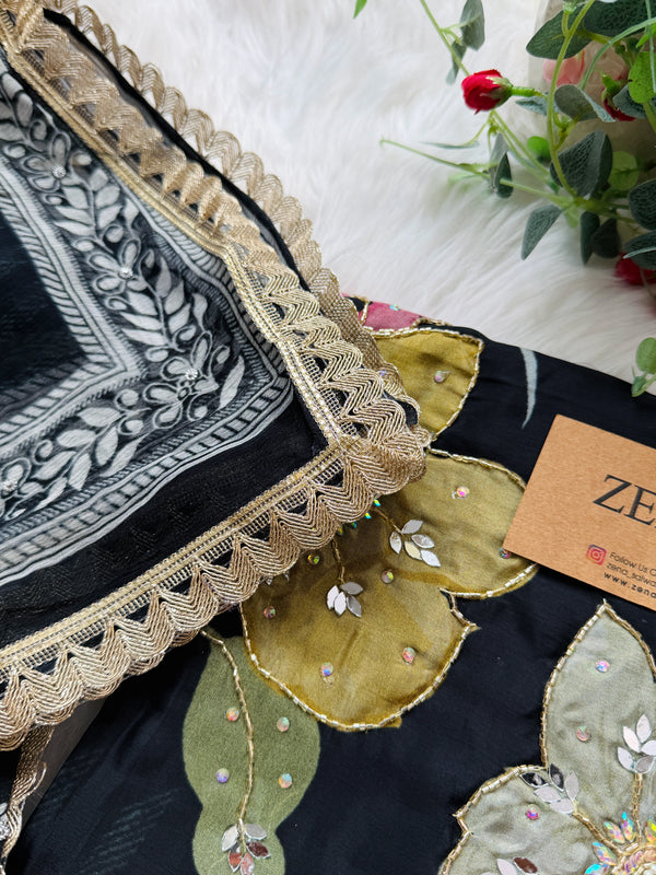 ✨ Premium Crepe Hand Detailed Unstitched Suit ✨