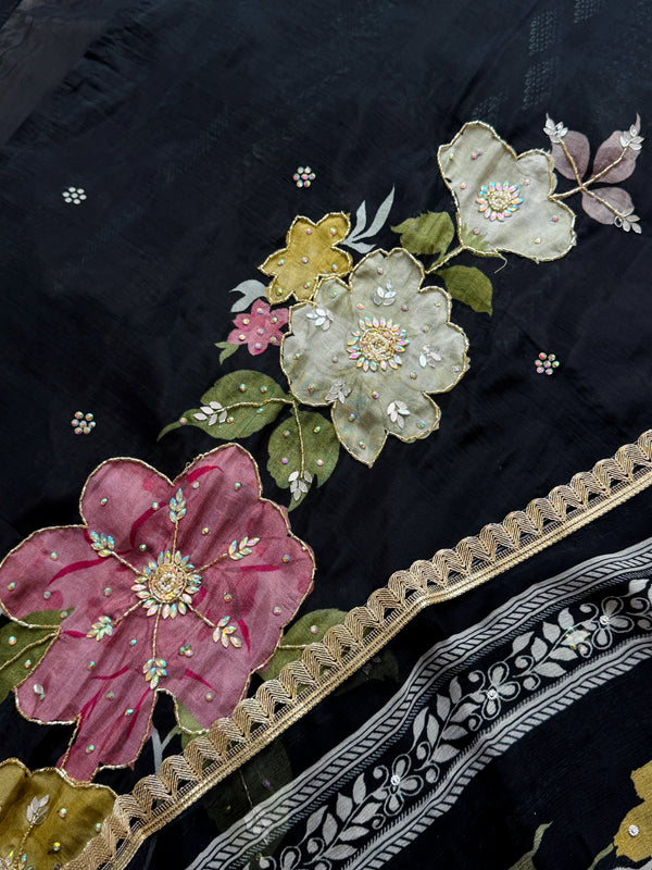 ✨ Premium Crepe Hand Detailed Unstitched Suit ✨
