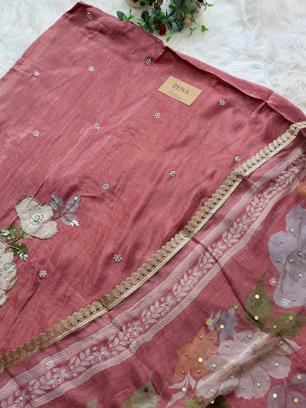 ✨ Premium Crepe Hand Detailed Unstitched Suit ✨