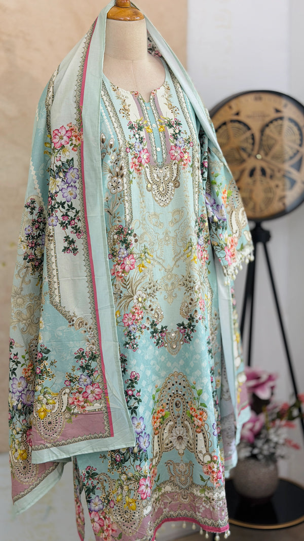 ✨ Pure Cotton Mirror Work Kurti Set ✨