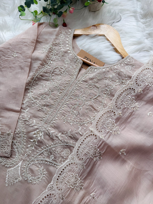 ✨ Premium Mul Chanderi Handwork Kurti Set ✨