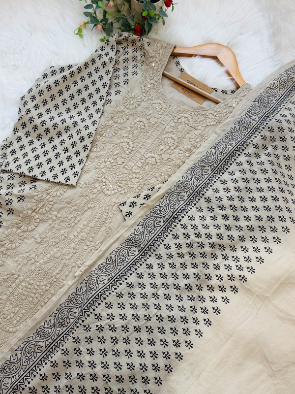 ✨ Pure Cotton Embroidered Kurti Set ✨